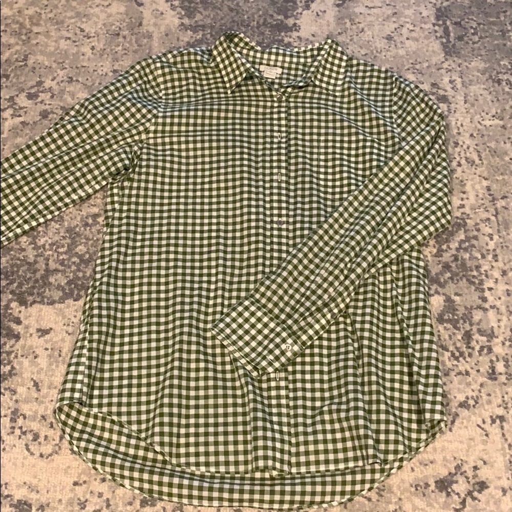 Green gingham women’s J. Crew button up